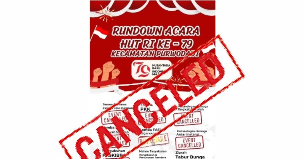 Event Peringatan Hari Ulang Tahun ke-79 Republik Indonesia Kecamatan Purwodadi Batal. Begini Penjelasannya!!!